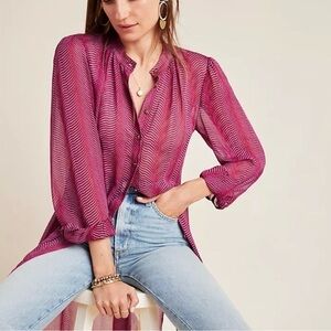 Anthropologie Maeve Imogen Sheer Tunic Size 6